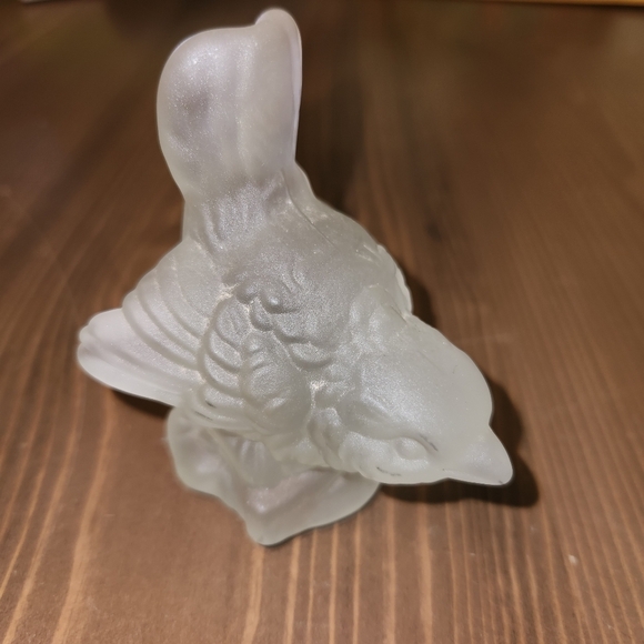 VINTAGE 1979 GOEBEL FROSTED CLEAR GLASS BIRD FIGURINE VINTAGE GLASS PAPERWEIGHT - Picture 1 of 12